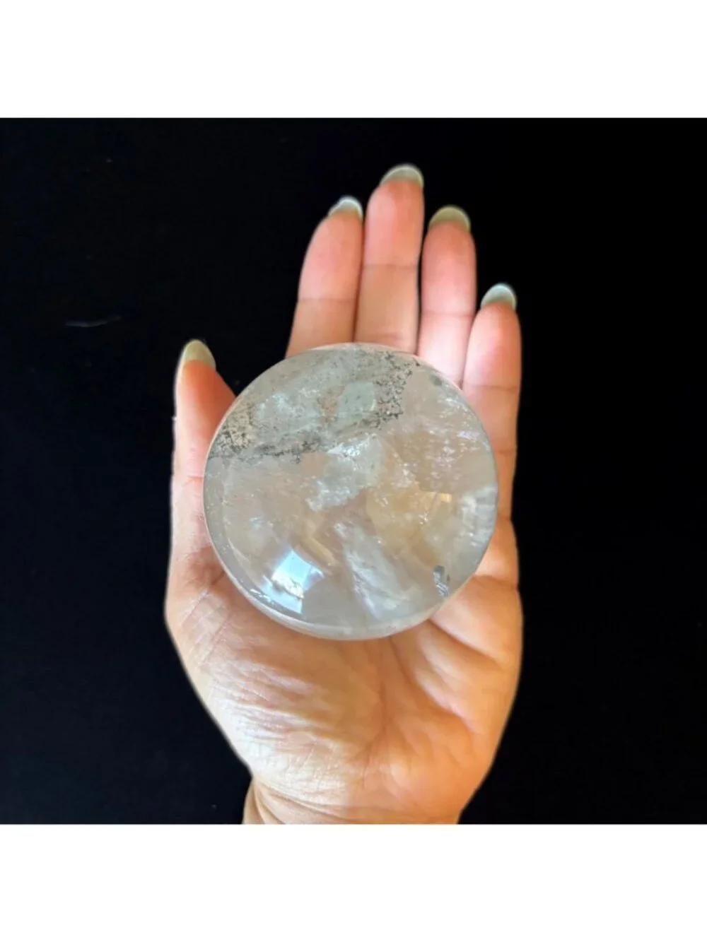 Clear Quartz Sphere Deluxe Orb Rainbow Natural Crystal Ball on Display Stand